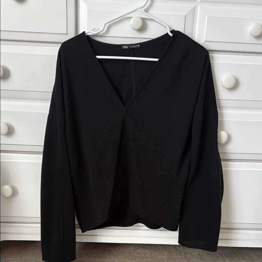 Zara Black V-Neck Women's Top